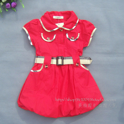 Платье детское с ремнем и контрастной окантовкой воротника