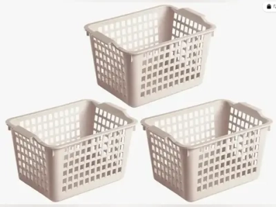 Контейнеры перфорированные в наборе 3шт «ЭКСПЕРТХАУС», цвет светло - бежевый, 21*14,6*11,3см