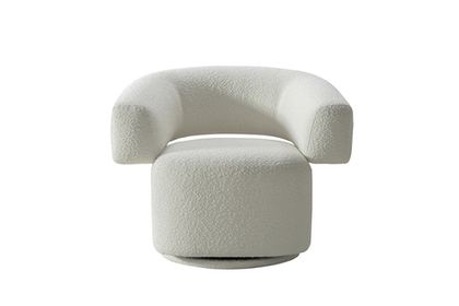 Кресло поворотное 90x76x68см Garda Decor букле белое в минималистичном стиле