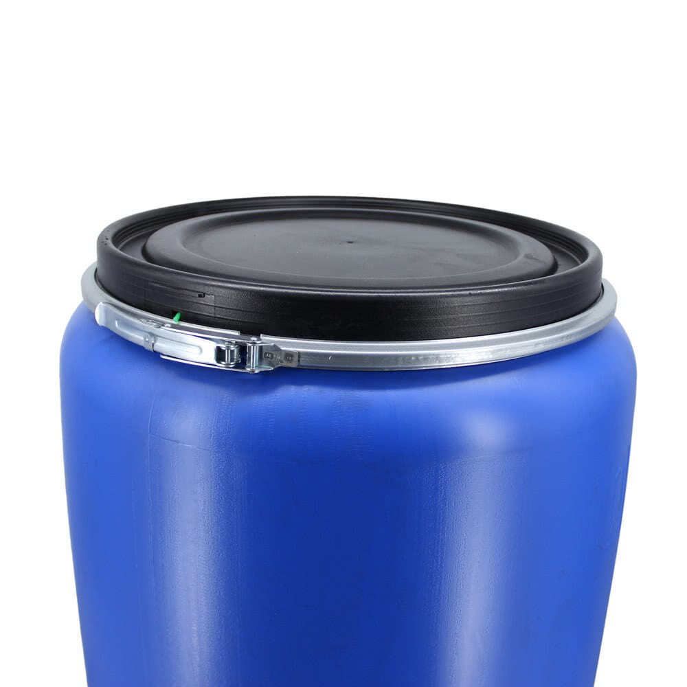 Бочка 227 л пластиковая (евробарабан) с крышкой и хомутом синяя г. Москва