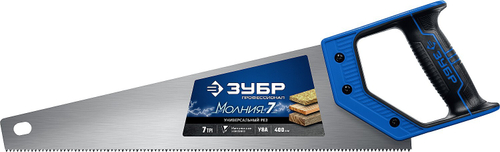 Ножовка универсальная (пила) ″МОЛНИЯ-7″ 400 мм, 7 TPI, закалка, рез вдоль и поперек волокон, для средних заготовок, фанеры, ДСП, МДФ, ЗУБР