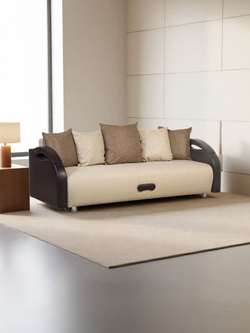 Диван прямой Юпитер Еврокнижка с бельевым ящиком, Ратибор Светлый (рогожка), 220 см