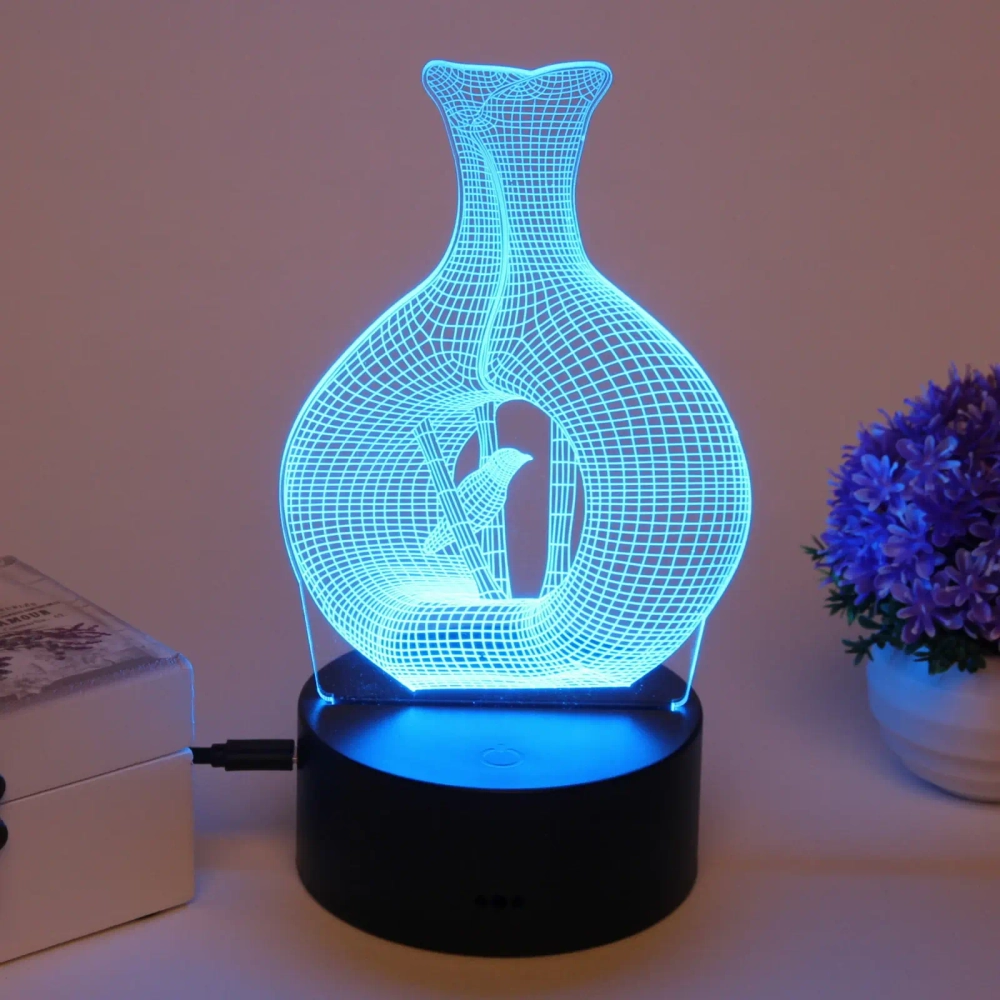 Светильник ночник «3D-Дуновение ветра» на пластиковой подставке, с включателем USB