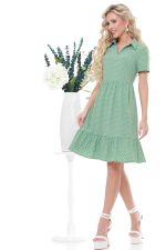 Платье зеленое с оборками в горошек DStrend (Акция)