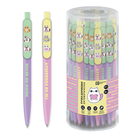 Ручка шариковая автоматическая ФЕНИКС узел 0.7/ лин. письма 0.5 мм Котики синий (69542)