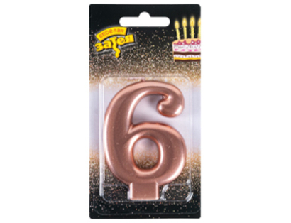 Свеча -цифра "6" Розовое золото 