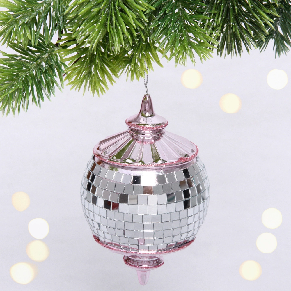 Елочная игрушка «Новогодняя дискотека» 8*8*13 см, розовый