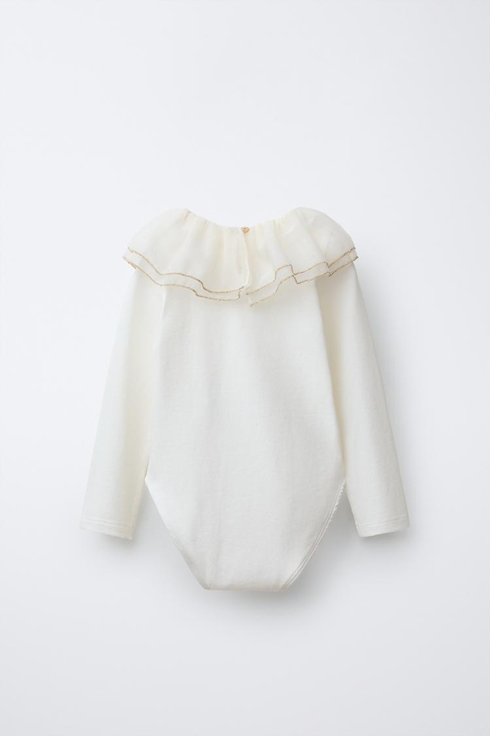 ZARA БОДИ С КОНТРАСТНЫМ ВОРОТНИКОМ, ЖЕЛТОВАТО-БЕЛЫЙ