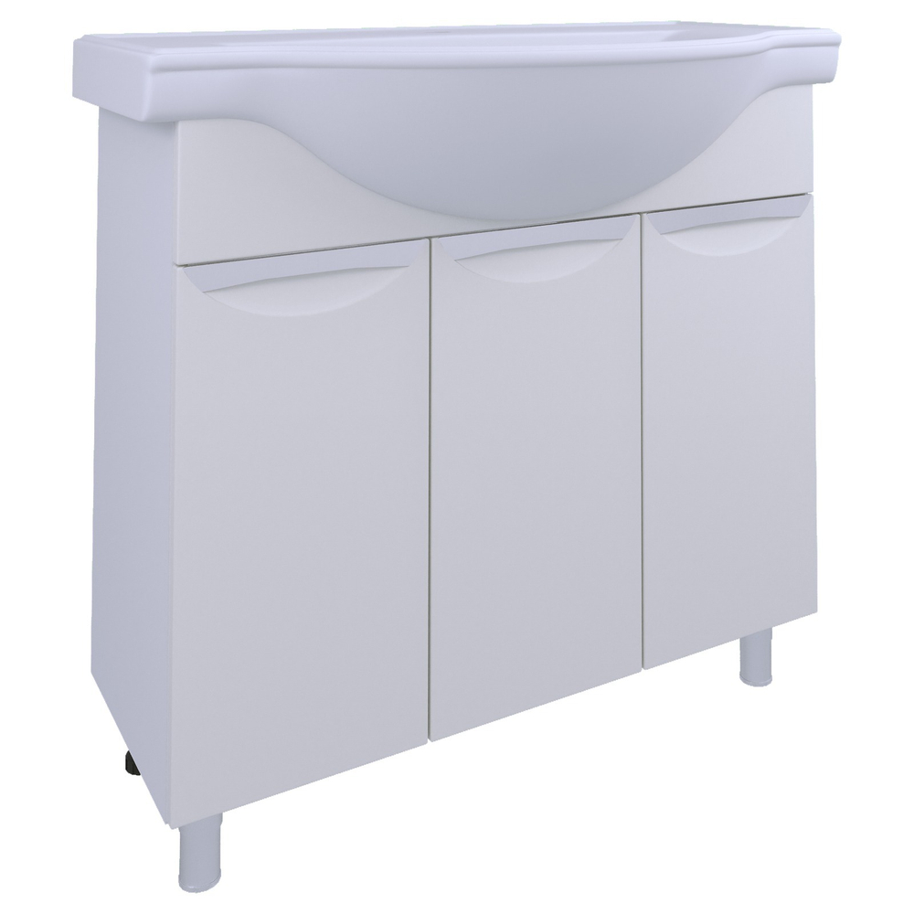 Тумба под раковину, 3 двери, 800, коллекция (Верона, Сersanit Erica, Основной, Белый снег, Молочный глянец)