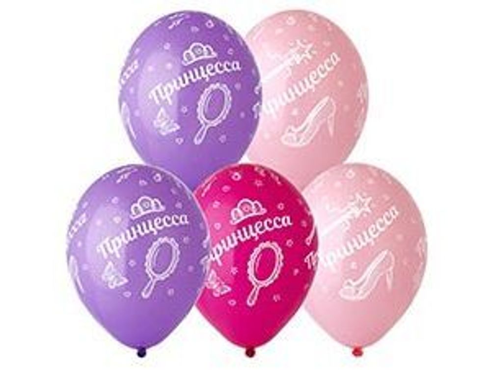 Шар (14"/36 см) Шелкография пастель, Принцесса 25 шт.