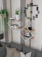 Набор полок ромб настенных белых-дуб  - БД