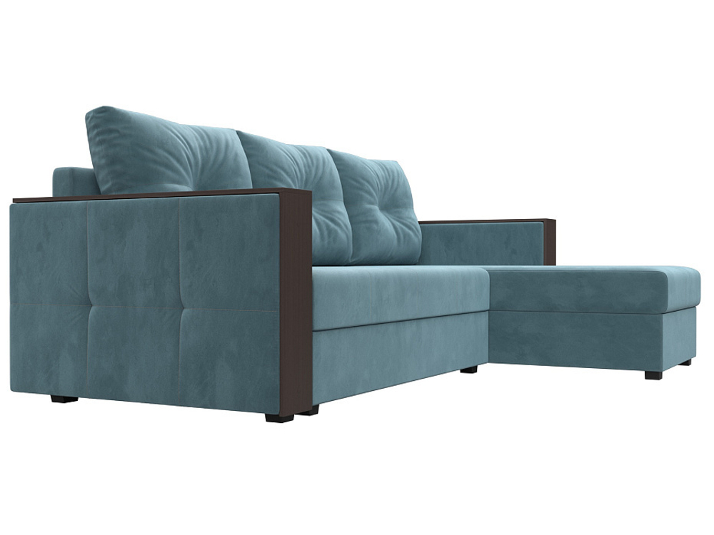 Диван угловой Валенсия Лайт правый угол, Бирюзовый, Велюр, 117745