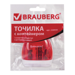 Точилка BRAUBERG "TERN" с контейнером пластиковая овальная 3 отверстия цвет ассорти (24 штуки в упаковке)