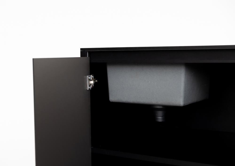 Шкаф напольный с мойкой Lounge D-04S-L, 90 см, черный/серый каспий