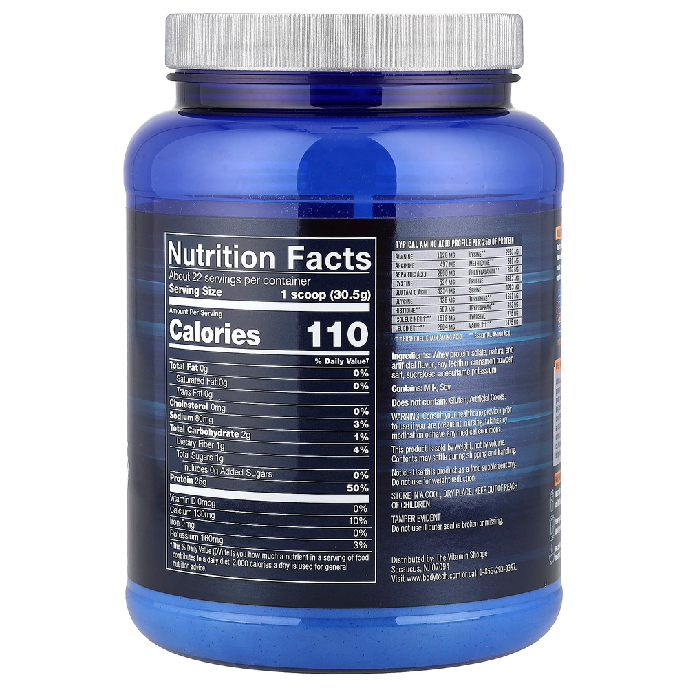 BodyTech, Изолят сывороточного протеина, хлопья с корицей, 680 г (1,5 фунта)