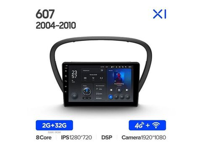 Магнитола Teyes X1 2-32 Wi-Fi + 4G Peugeot 607 2004 — 2010 9.0"