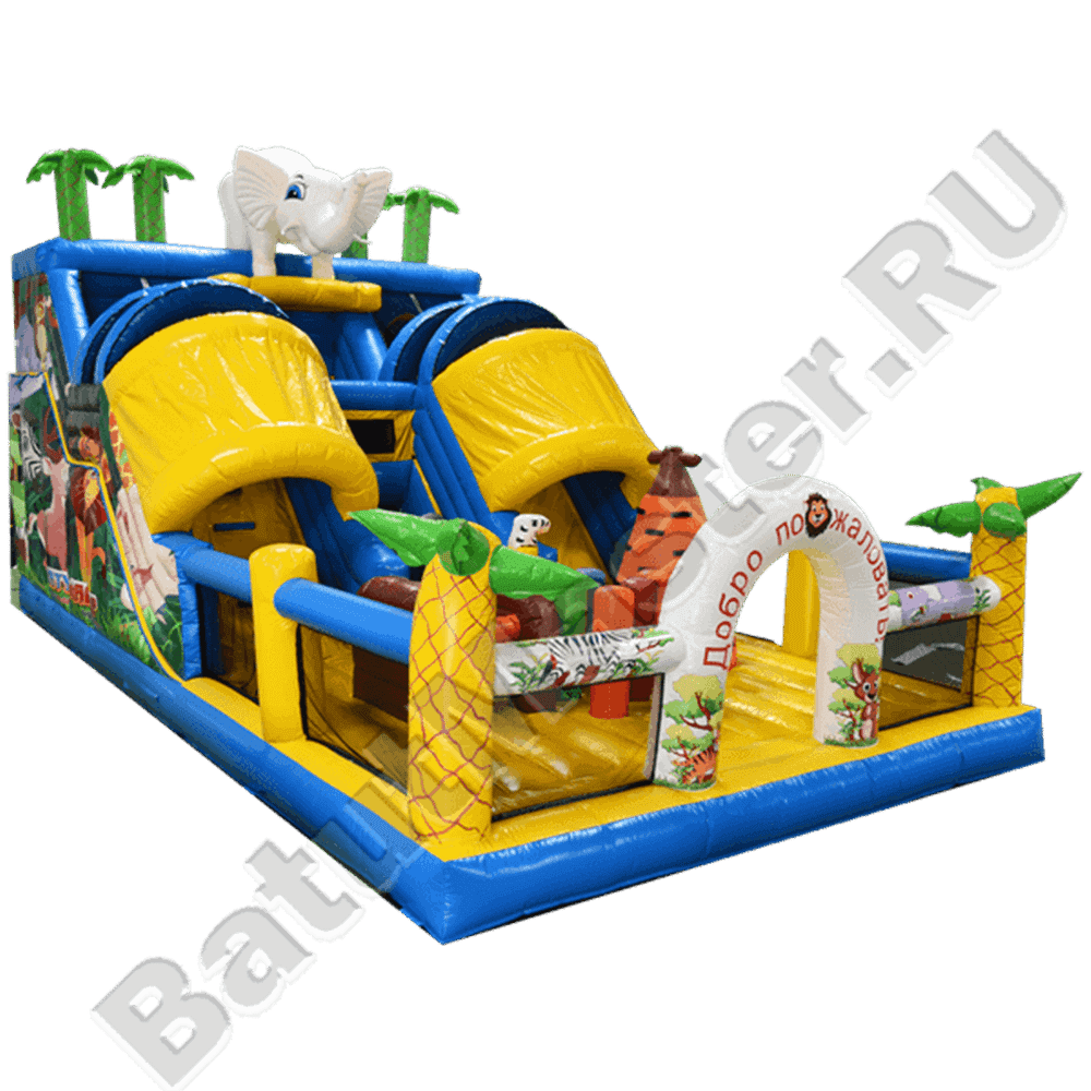 Коммерческий надувной батут "Слоник со скалодромом 2"