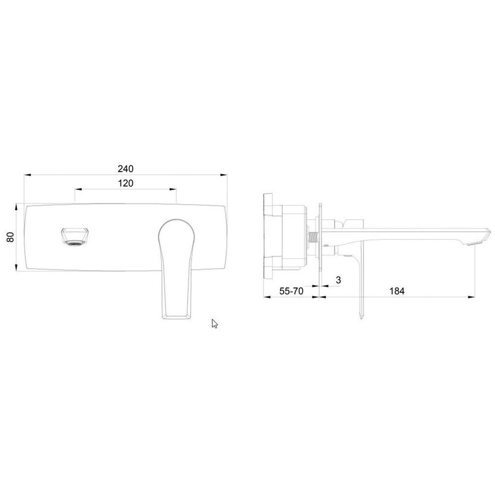 Смеситель для раковины встраиваемый WONZON & WOGHAND BRILLIANT, Черный матовый (WW-88869079-MB)