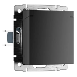 Розетка влагозащищенная с заземлением с крышкой и шторками IP44 (черный матовый) W1171208