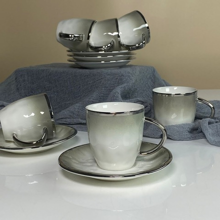 Lenardi 122-116 Кофейный набор 12пр. 110мл TORONTO GREY в под.уп.(х12)Фарфор