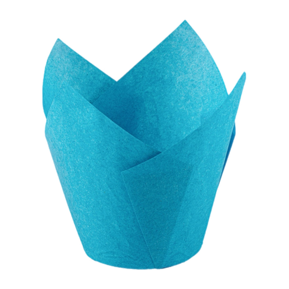Капсулы-тюльпаны для капкейков 90х50 мм Голубые ( Blue )