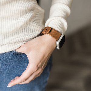 Ремешок кожаный для Apple Watch 40/41mm Classic медного цвета металлик