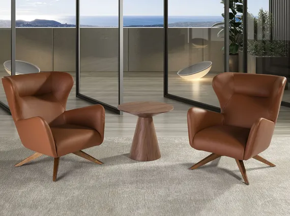 Крутящееся кресло Angel Cerda 5038, коричневая кожа