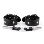 Наручники узкие с заклепками кожа черный