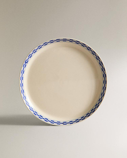ZARA HOME ТАРЕЛКА ИЗ КЕРАМИКИ С УЗОРОМ В КЛЕТКУ, ЭКРЮ