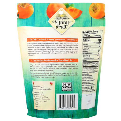 Sunny Fruit, органическая сушеная хурома, 5 порционных пакетиков по 20 г (0,7 унции)