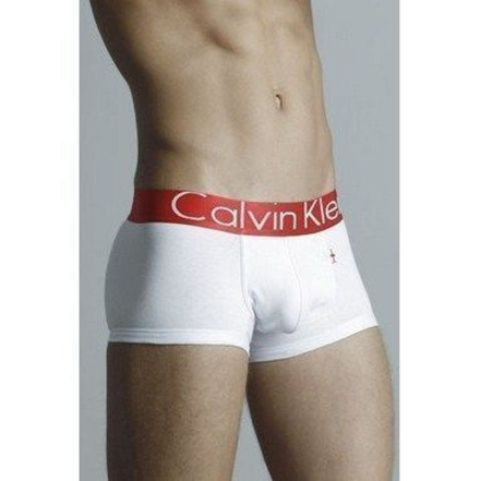 Мужские трусы боксеры белые с алой резинкой Calvin Klein England Boxer