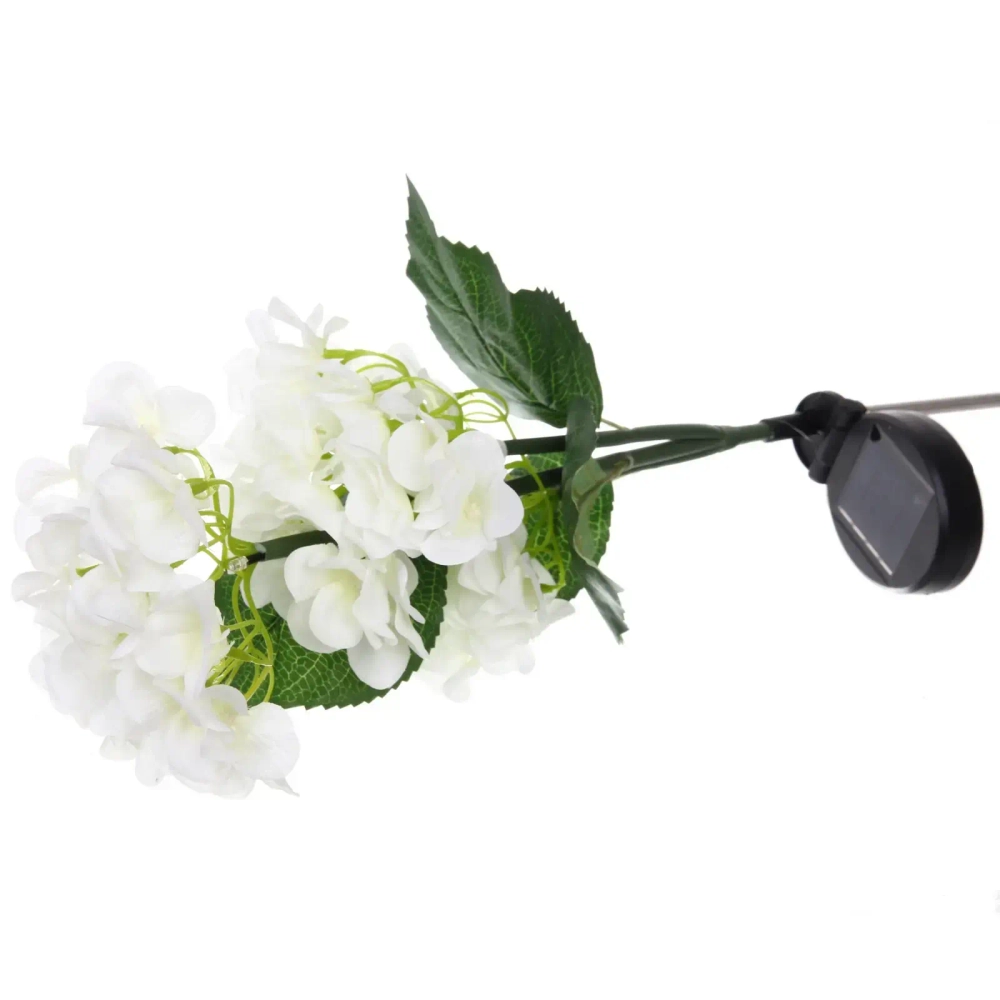 Светильник на солн.батарее (фигура на спице с подсветкой) «Кустовая гортензия» 75 см, Белый (свечение белое)