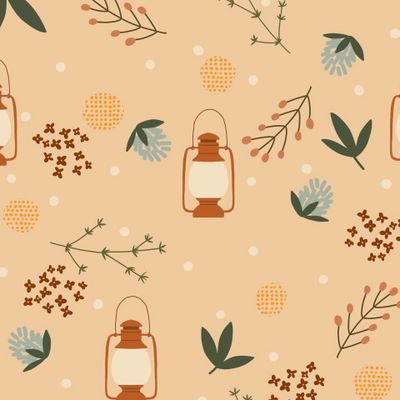 Скандинавские винтажные зимние цветы, веточки, ягоды, лампы и снег