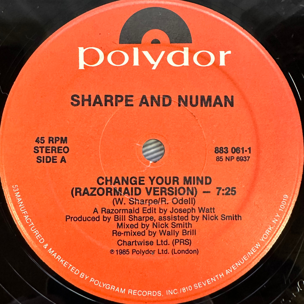 Sharpe And Numan ‎– Change Your Mind (США 1985г.) 12", 45 RPM