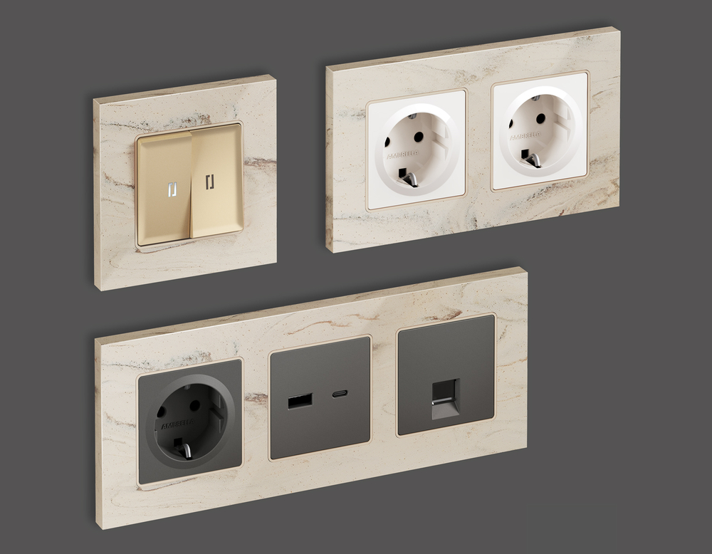 AF930601 Рамка ALFA Grand (Серо-бежевый мрамор) 1-ая