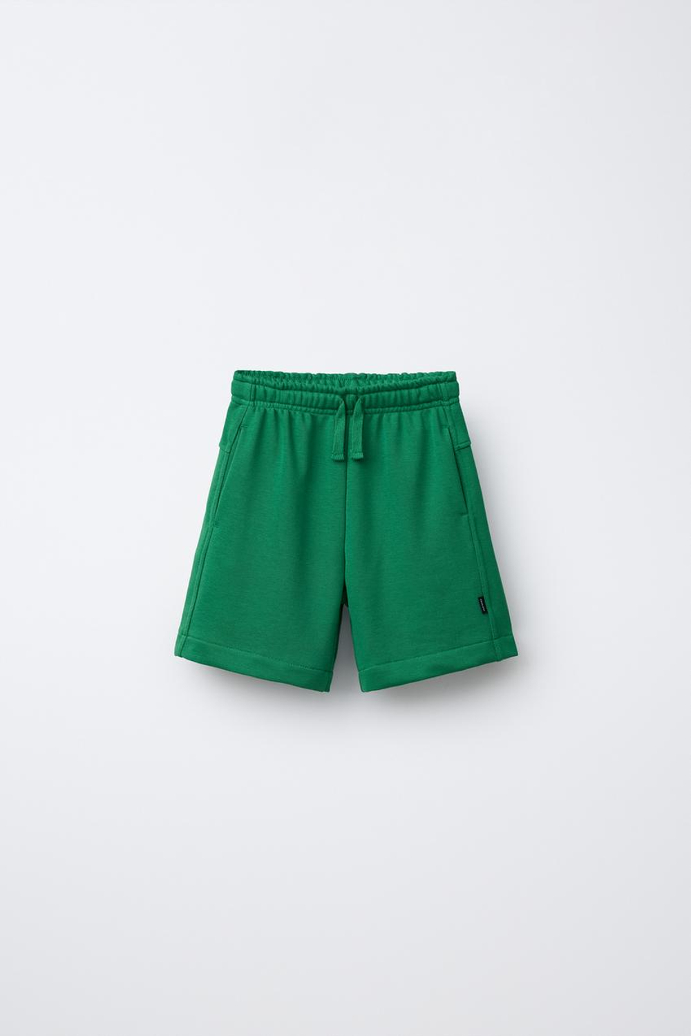 ZARA ОДНОТОННЫЕ ШОРТЫ, ЗЕЛЕНЫЙ