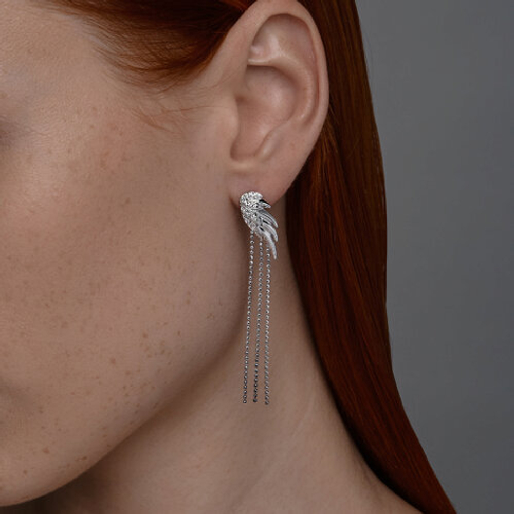 Серьги из серебра с фианитами 94025104