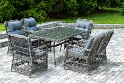 "Цесена" обеденная группа плетеная из искусственного ротанга, цвет графит
