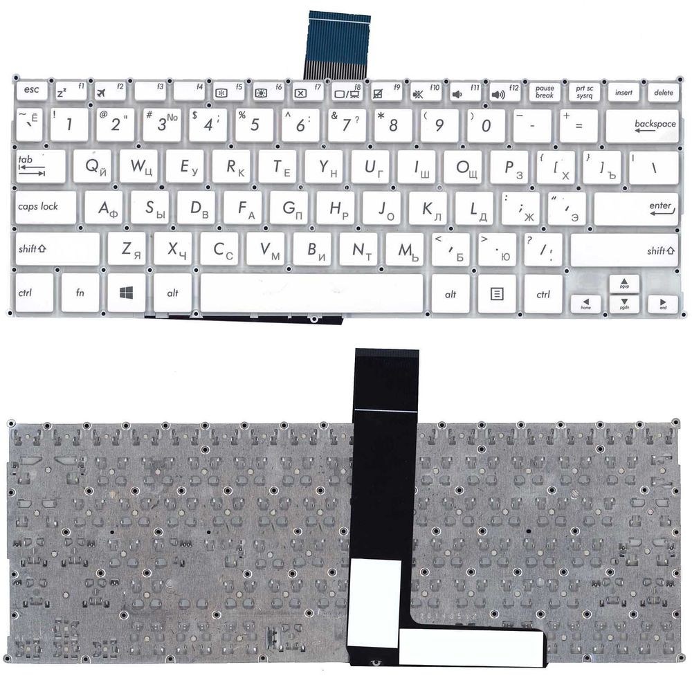 Клавиатура для ноутбука Asus X200, F200, K200 Series (Белая, без рамки)