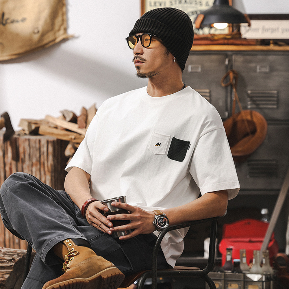 Футболка мужской короткий рукав, новый тренд американский ретро свободный