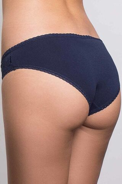 Темно-синие трусики-слипы с кружевами (Размер: M) (Цвет: темно-синий)