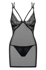 Черная сорочка с кружевным верхом Intensa Chemise LXL (46-48) (Цвет: черный)