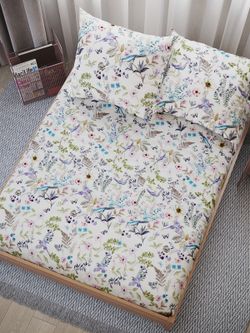 Постельное белье перкаль Сказка "Каролина" евро Наволочка 50х70 см 2 шт Простынь на резинке 180x200 см Пододеяльник 200x215 см