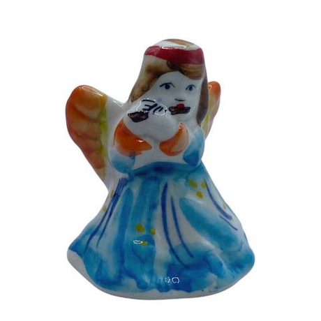 Фигурка Ангелочек с флейтой цветная гжель