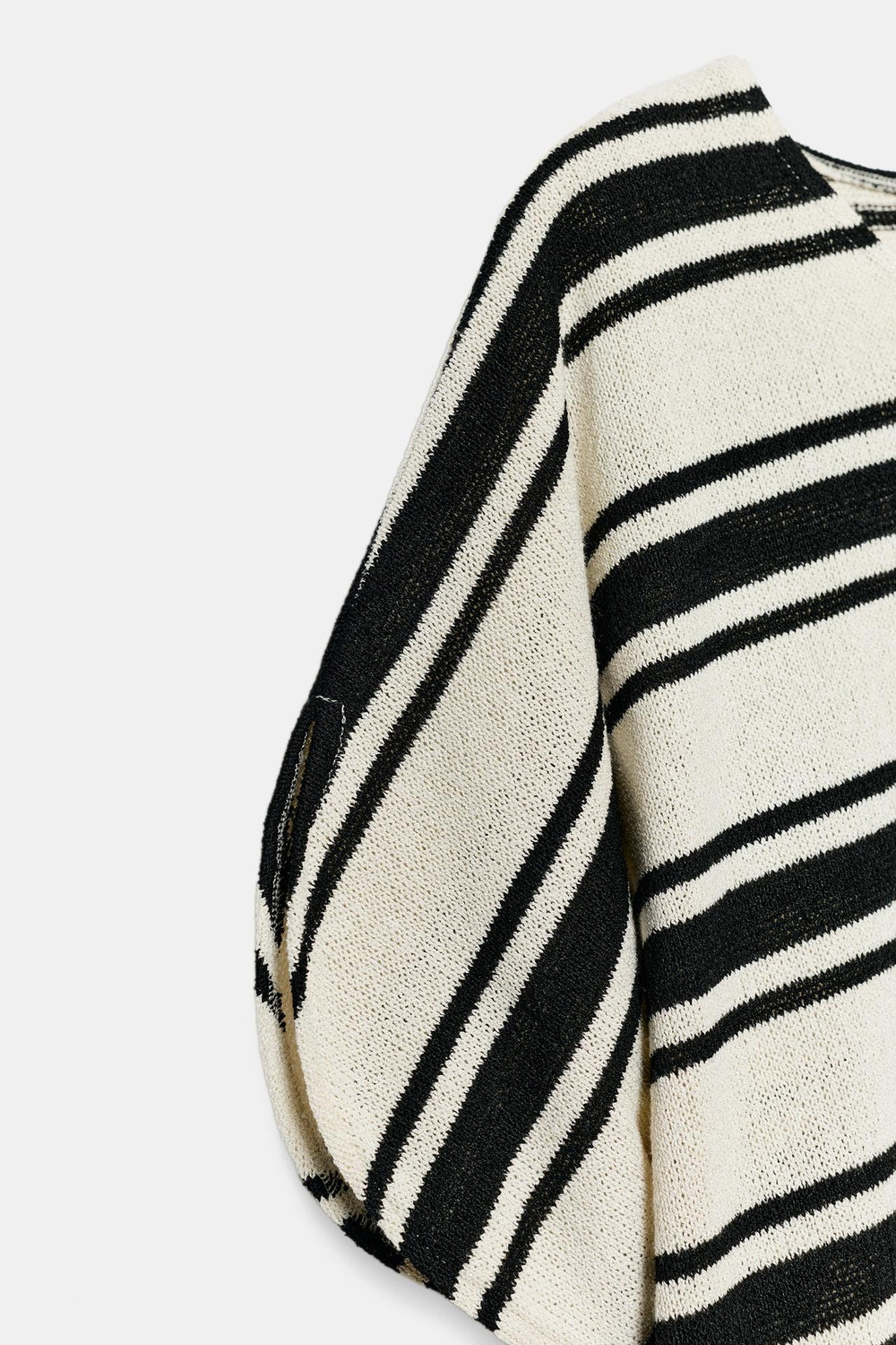 ZARA ТОП В СТИЛЕ РУСТИК С РУКАВАМИ-КРЫЛЫШКАМИ, ЭКРЮ/ЧЕРНЫЙ