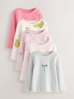 Лонгслив для девочки Next AG8-673, 5 шт., Розовый, Белый, Голубой