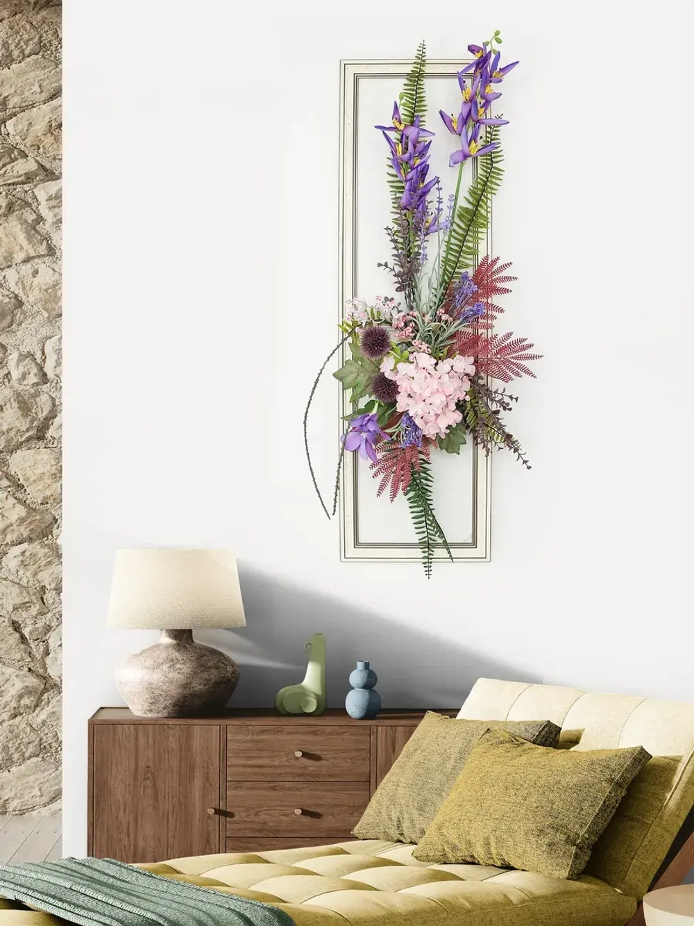 Искусственные цветы для декора стен