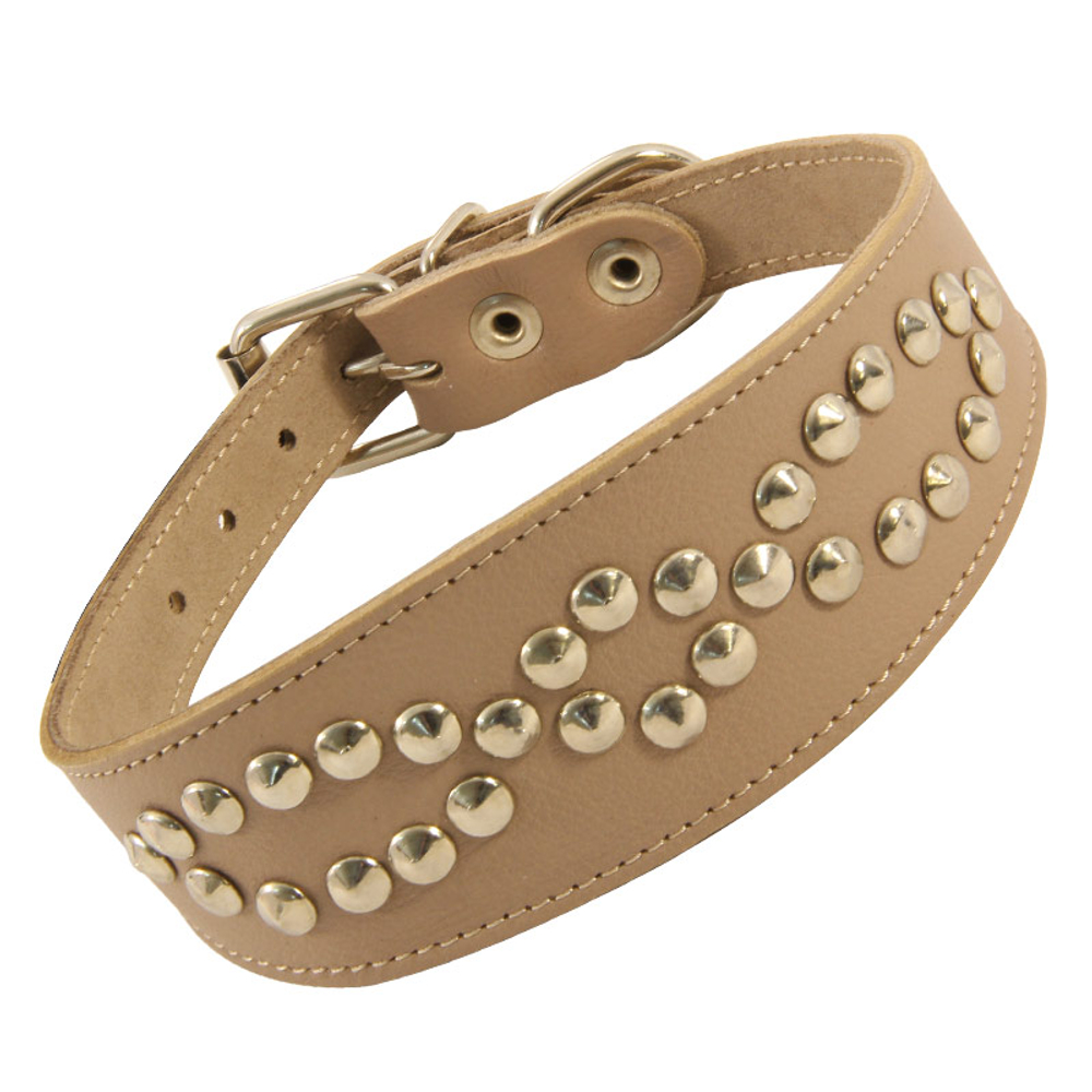 Ошейник-миди двойной с украшением кожаный «Самоцвет», 45*400мм, Gamma
