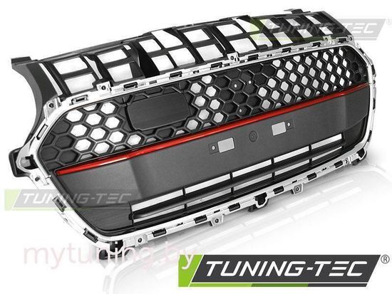 Решетка радиатора для Suzuki Swift IV (17-...) черная с хромированной окантовкой и красной полосой