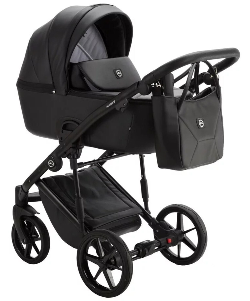 Детская коляска Adamex Mobi Deluxe 3 в 1 M-SA02 (ЧЕРНАЯ КОЖА)